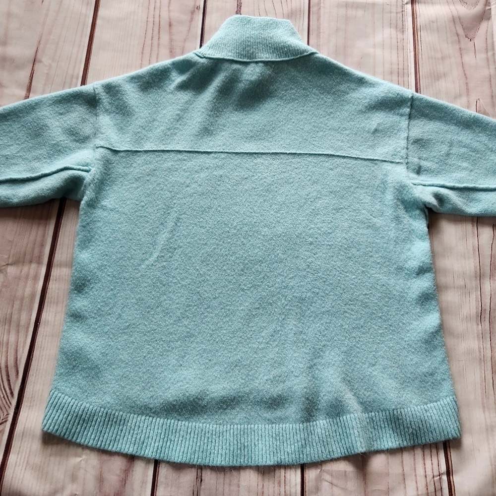 Free People "Afterglow Mock Neck Sweater" Oversize Ice Blue, Women's Size XS - Picture 6 of 11